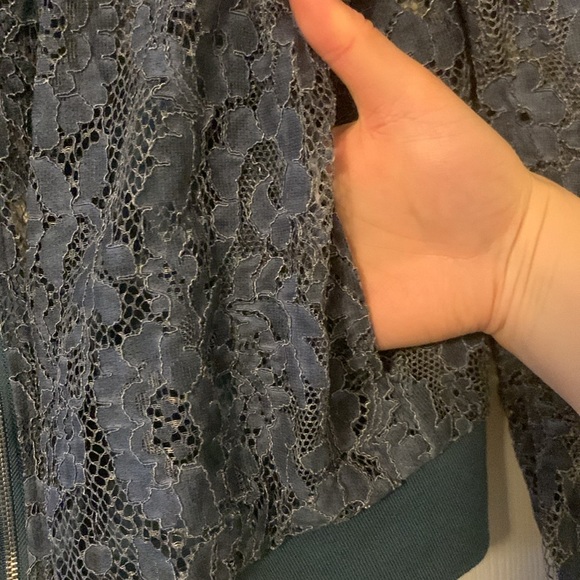 Zara Blue Lace Bomber Jacket-size L-NWOT - Picture 6 of 9